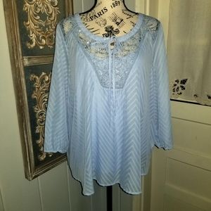 2 piece Boho Lace Peasant Shirt